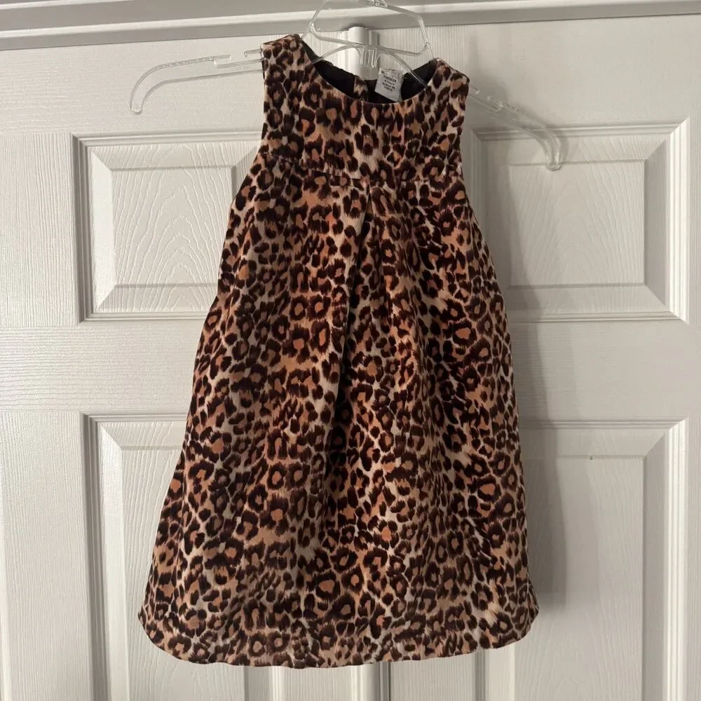 Baby Gap Toddler Girls‎ Leopard Velvet Dress 4 Years Sleeveless Jumper Pockets